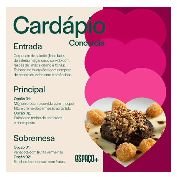 Cardápio dia dos namorados