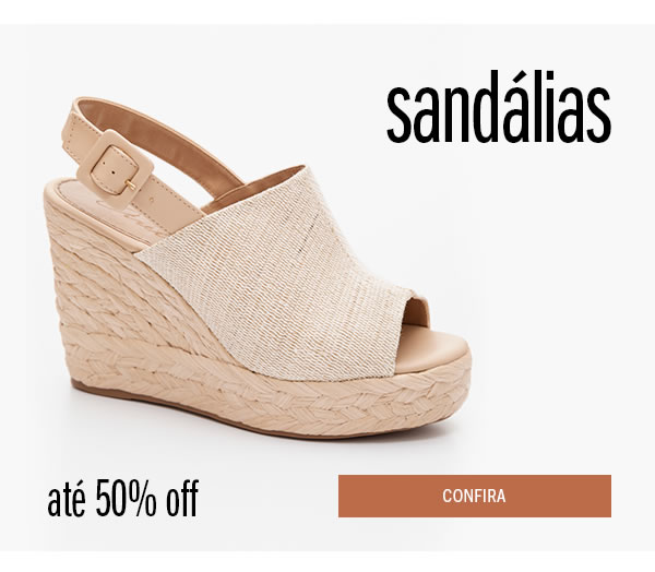 Sandálias até 50%