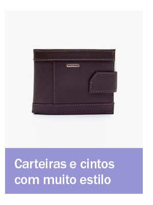 Carteiras e cintos para eles que curtem estilo!
