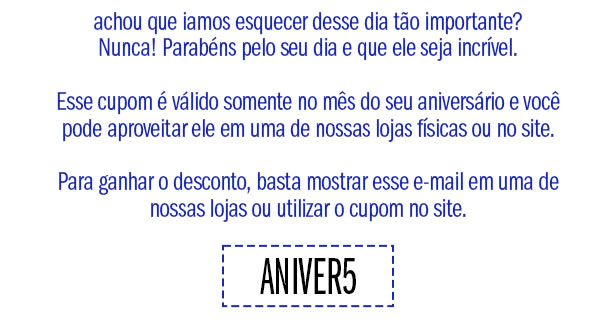 Cupom de aniversario